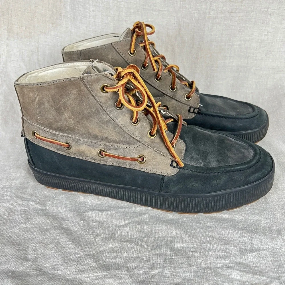Polo Ralph Lauren Delmont Boots Mens 10.5D Leather Chukka Boat Grey Brown Rugged